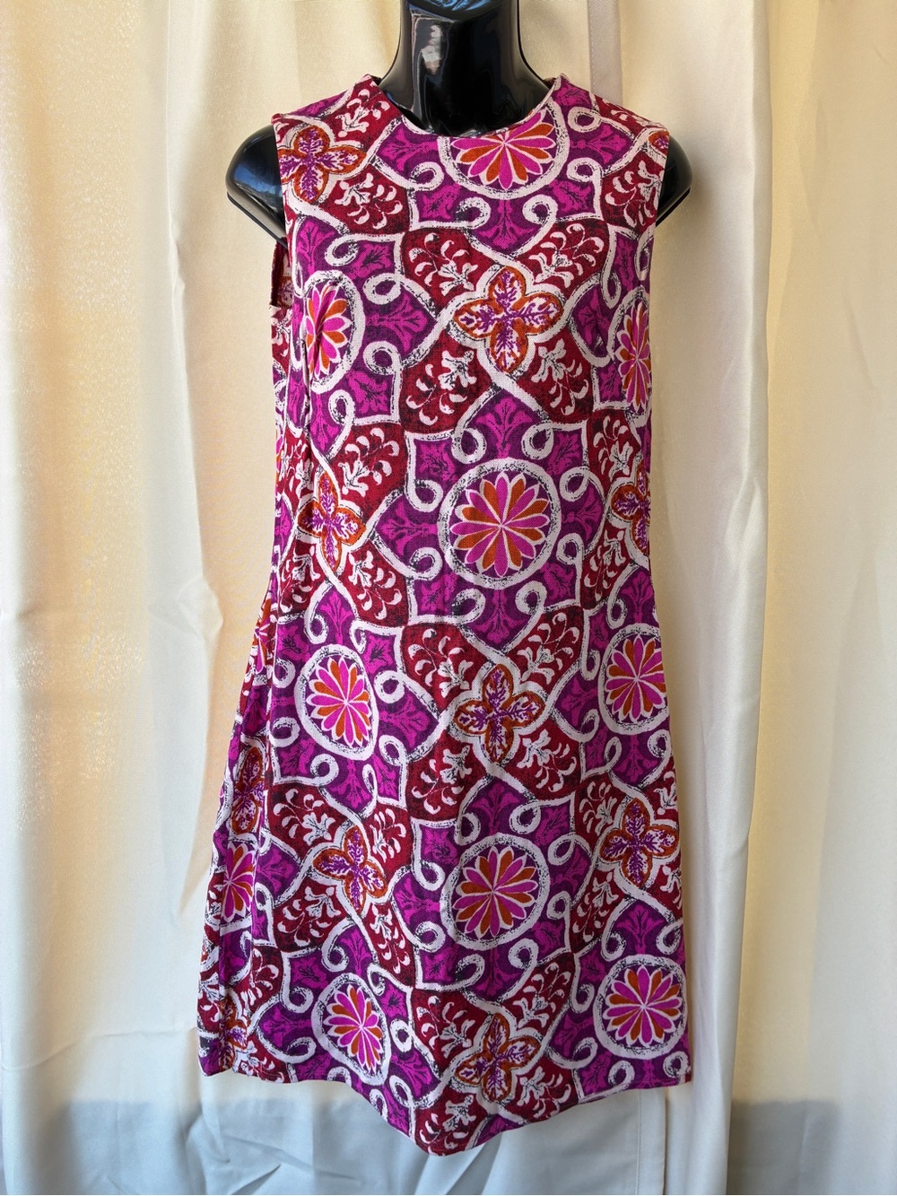 Vintage 60s Mod Mini Shift Dress Neon PsychedelicAbstract Print GoGo